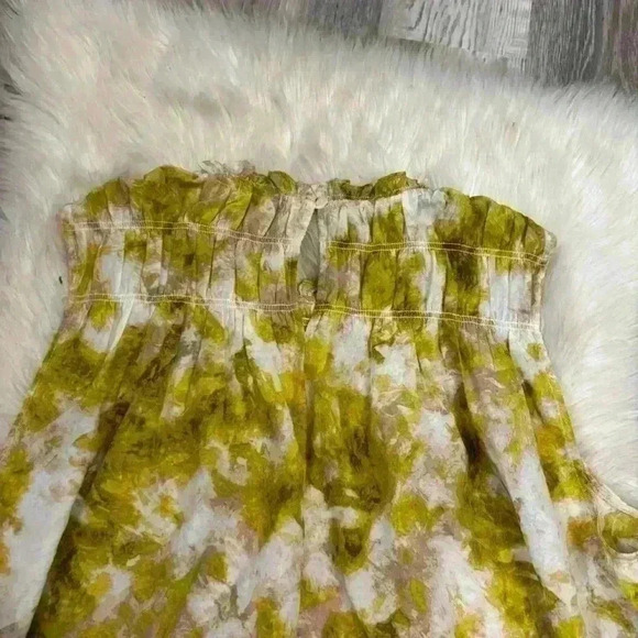 NWT joie summer porcelain print yellow green silk smocked loose fit blouse xxl - Picture 8 of 8